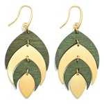 Linked Wood & Metal Tone Leaf Drop Earrings 

- Approximately 2.5" L