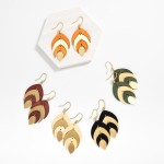 Wholesale linked Wood Metal Leaf Drop Earrings L