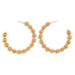 Wholesale wood Beaded Hoop Earrings Gold Details D