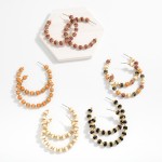 Wholesale wood Beaded Hoop Earrings Gold Details D