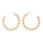 Wholesale wood Beaded Hoop Earrings Gold Details D