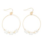 Wholesale metal Wire Hoop Drop Earrings Faceted Peanut Bead Detail L
