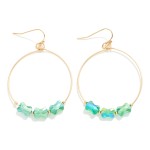 Wholesale metal Wire Hoop Drop Earrings Faceted Peanut Bead Detail L