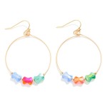 Wholesale metal Wire Hoop Drop Earrings Faceted Peanut Bead Detail L