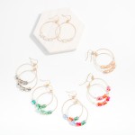 Wholesale metal Wire Hoop Drop Earrings Faceted Peanut Bead Detail L