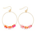 Wholesale metal Wire Hoop Drop Earrings Faceted Peanut Bead Detail L