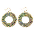 Wholesale glitter Yarn Wrapped Hoop Drop Earrings L