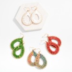 Wholesale glitter Yarn Wrapped Teardrop Drop Earrings L