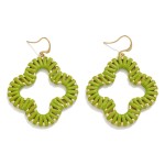 Wholesale vegan Leather Wrapped Clover Drop Earrings L