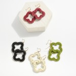 Wholesale vegan Leather Wrapped Clover Drop Earrings L