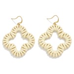 Wholesale vegan Leather Wrapped Clover Drop Earrings L