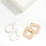 Wholesale pearl Studded Metal Clover Drop Earrings L