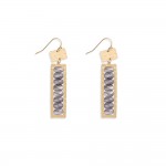 Wholesale linked Metal Rectangles Post Drop Earrings Faceted Bead Accents L