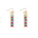 Wholesale linked Metal Rectangles Post Drop Earrings Faceted Bead Accents L