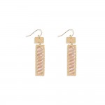 Wholesale linked Metal Rectangles Post Drop Earrings Faceted Bead Accents L