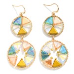 Wholesale linked Wire Wrapped Hoops Drop Earrings Translucent Triangle Beads Det