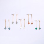 Wholesale metal Bar Post Drop Earrings Translucent Clover Dangle L