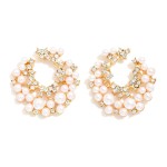 Wholesale pearl Rhinestone Crescent Drop Earrings L