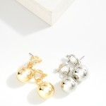 Wholesale metal Toggle Post Drop Earrings Linked Metal Ball L