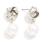 Wholesale woven Metal Post Drop Earrings Pearl Dangle L