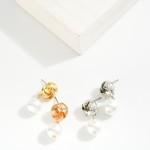 Wholesale woven Metal Post Drop Earrings Pearl Dangle L