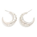 Wholesale metal Tapered Hoop Earrings Rhinestone Details D