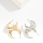 Wholesale metal Tapered Hoop Earrings Rhinestone Details D