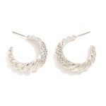 Wholesale ridged Hoop Earrings Rhinestone Details D