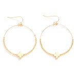 Wholesale metal Beaded Hoop Drop Earrings Clover L