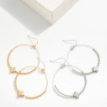 Wholesale metal Beaded Hoop Drop Earrings Clover L