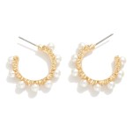 Wholesale metal Hoop Earrings Pearl Clover Details D