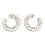 Wholesale pearl Rhinestone Studded Crescent Post Drop Earrings L