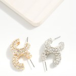 Wholesale rhinestone Studded Metal Hoop Earrings D