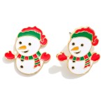 Wholesale enamel Snowman Post Drop Earrings L