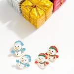 Wholesale enamel Snowman Post Drop Earrings L