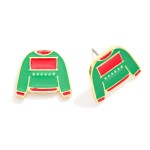 Wholesale enamel Christmas Sweater Stud Earrings L