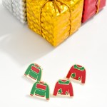 Wholesale enamel Christmas Sweater Stud Earrings L