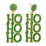 Wholesale hO HO HO Glitter Post Drop Earrings Pave Bead Post L