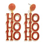 Wholesale hO HO HO Glitter Post Drop Earrings Pave Bead Post L