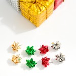 Wholesale metal Christmas Bow Stud Earrings L