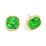 Wholesale rounded Glitter Square Stud Earrings L