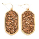 Wholesale rounded Glitter Hexagon Drop Earrings L