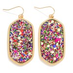 Wholesale rounded Glitter Hexagon Drop Earrings L