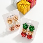 Wholesale set Three Metal Christmas Present Bow Post Drop Earrings L