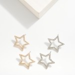 Wholesale hollow Rhinestone Studded Star Post Drop Earrings L