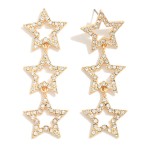 Wholesale linked Rhinestone Studded Hollow Star Post Drop Earrings L