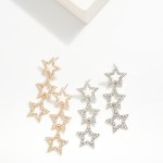 Wholesale linked Rhinestone Studded Hollow Star Post Drop Earrings L