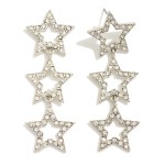 Wholesale linked Rhinestone Studded Hollow Star Post Drop Earrings L