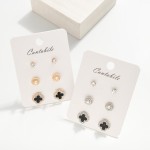 Wholesale set Three Stud Earrings Pearls Rhinestones L
