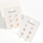 Wholesale set Three Stud Earrings Pearl Rhinestone Accents L